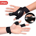Miniatyrbillede 1 af 5: Pairs LED Lommelygte Handsker i Mørket Reparationsbelysning Fingerlys Vinter Udendørs Natfiskeri Halvfinger Handsker