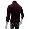 Miniatyrbilde 2 av 3: Hettegenser i strikk for menn - Polo-stil, rulleskjorte Wine Red M