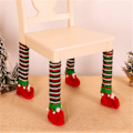 Miniatyrbild 3 av 5: Randiga Tomtefotssockor 4-pack Julstolsbensöverdrag Bordstolsbensöverdrag Julmöbler Bensockor Semestergolvskydd Grön
