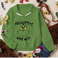 Miniatyrbilde 1 av 3: REMAKE Grinch Dame Casual Langarmet Jultrykket Genser D M D
