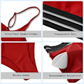 Miniatyrbilde 4 av 5: Push-up bikini med mesh-innsats & høy midje Rød L