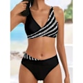 Miniatyrbillede 3 af 3: Sporty 2-delt bikini med push-up & skinnende tanga 1-sort L