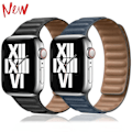 Pikkukuva 3 / 5: Nahkainen ranneke Apple Watchille - 44mm 40mm 45mm 41mm Magneettinen Linkki Ranneke iWatch Ultra 49mm Series 8 7 6 SE 5 4 3 42mm Musta