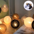 Pikkukuva 1 / 5: LED-joulukuulat kotiin - Puuvillaköysi valoin