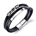Miniatyrbillede 1 af 5: Flettet læderarmbånd til mænd sort