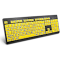 Miniatyrbilde 1 av 4: Stort trykktastatur - gult høy kontrast kablet USB-tastatur for synshemmede