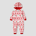 Miniatyrbilde 5 av 5: Julefamiliens matchende festivaltema heltrykte langærmede fleece hettegensere pyjamas (flammesikre) rød baby 12-18M