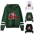 Miniatyrbillede 1 af 4: Dame Hoodie med Julemønster, Dobbelt Farveblokering, Langærmet, Hætte (S Sort)