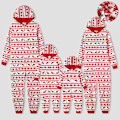 Miniatyrbilde 3 av 5: Julefamiliens matchende festivaltema heltrykte langærmede fleece hettegensere pyjamas (flammesikre) rød baby 12-18M