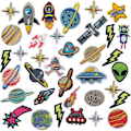 Miniatyrbild 1 av 5: Strykjärnspåsar för barnkläder, Galaxy-tema, broderade dekorationspåsar för skolväskor, ryggsäckar, jeans, skjortor, kostymer, hattar