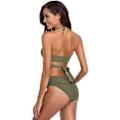 Pikkukuva 4 / 5: Push-up bikinin setti tummassa värissä, halter-kauluksella, oliivinvihreä M