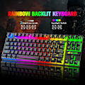 Miniatyrbild 2 av 4: Trådlöst tangentbord och musset T87, 87-tangenters mekaniskt tangentbord med spelmus, RGB, laddningsbart, multimediatangentbord för PC-dator