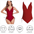 Pikkukuva 4 / 5: Naisten Rypytetty V-Kaula Monokini Push-Up Uimapuku Viininpunainen L
