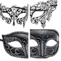 Miniatyrbild 3 av 5: 2 par maskeradmasker set svarta halvmasker kompatibla med dansfest