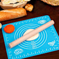 Miniatyrbillede 3 af 5: 2-delt sæt skridsikker silikone dejmåtte, stor non-stick bagemåtte til dej, bagning, fondant, tærtedej, pizza, brød, cookies, let at rengøre