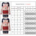 Miniatyrbillede 5 af 5: Kvindes Langærmet Mode Casual Juleprint Bodycon Kjole Rundhals Rundhals XL