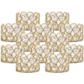 Miniatyrbillede 2 af 5: REMAKE Pakke med 12 Gyldne Krystal Tealight Lanterner til Bryllup Hjem Bord Midtpunkt Dekoration, Gaver i Æske