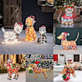 Miniatyrbillede 3 af 5: 2D Julehund med LED-lys Havedekoration med Akryl Havepæl [HK] Q7