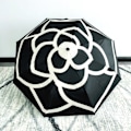 Miniatyrbillede 2 af 5: Camellia Automatisk Paraply Kvinder Mænd Foldbar Anti-UV Transparent Parasol, Sort Camellia