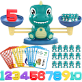 Miniatyrbilde 1 av 5: Dinosaur Matematikk Balanse Leke - Montessori Leke, Utdanningsleker - Bursdagsgaver for 4 5 6 7 År Gamle Gutter