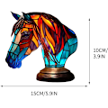 Miniatyrbillede 4 af 4: Farvet Glas Dyr Bordlampe, Bohemian Harpiks Dyr Lampe til Soveværelse Stue Hjemmekontor Dekoration Gave (Hest)