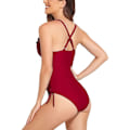 Pikkukuva 5 / 5: Naisten Rypytetty V-Kaula Monokini Push-Up Uimapuku Viininpunainen L