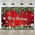Miniatyrbillede 2 af 5: Glædelig Jul Fotobaggrund Rød Jul Snefnug Baggrund Til Vinter Nytårsaften Hjem Jul Party Dekoration Banner 7x5 Ft.