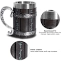 Miniatyrbilde 4 av 4: Nordiske Viking Rune Ølkopper - Stor Eikekopp - Med 3D Harpiks - For Menn, Farsdaggave 550ml