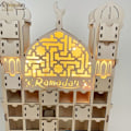 Pikkukuva 3 / 5: Eid Mubarak -laskentakalenteri Puinen Led-kynttilälaatikko Kaappi Koriste Ramadanin Lomaan Uuden Vuoden Juhliin