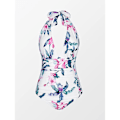 Miniatyrbillede 2 af 5: Dametøj Halter Neck Monokini V-udskæring Badetøj Mavekontrol Hvid/blomster L