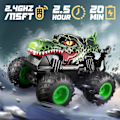 Miniatyrbillede 3 af 5: REMAKE Monster Truck Legetøj, 2.4GHz RC Monster Trucks til Drenge, 1:20 Dinosaur RC Biler med Lys og Musik, Fjernstyret Stuntbil, 360° Rota...