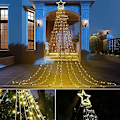 Miniatyrbilde 4 av 5: Julepynt Utendørs Stjerne Lyslenke, 5 Meter Juletrær Lys 198 LED med 35 cm Lyslenke for Jul Nyttår Ferie