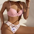 Pikkukuva 5 / 5: Push-up-bikinit, huivipaita ja korkeat housut, vaaleanpunainen L