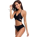 Pikkukuva 3 / 5: Push-up bikinin setti tummassa värissä, halter-kaulalla, Musta L