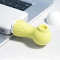 Miniatyrbillede 3 af 4: Massageapparat til kvinder, tunge-sugefunktion, stærk vibration, søhestform, kvindelig massager i gul
