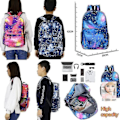 Miniatyrbild 4 av 5: Anime Pokémon Eevee Tryckt Student Skolväska Cartoonfigurer Unisex Ryggsäck [HK] Stjärnhimmel Rosa