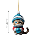 Miniatyrbilde 3 av 5: Juletrærpynt med katt, 2D akryl juletrærpynt med katt, juletrærpynt med katt, julegave [HK] 8 stk