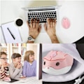 Miniatyrbild 3 av 5: Trådlös Mus Söt Hamster Form Datormus 1200DPI Mindre Buller Bärbar USB Mus Trådlös Mus för PC Laptop Notebook (Rosa)