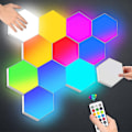 Miniatyrbild 2 av 5: REMAKE Hexagonformade lampor med fjärrkontroll, smarta LED-vägglampspaneler, beröringskänslig RGB-stämningsbelysning