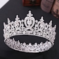 Miniatyrbillede 2 af 5: Sølv Dronningkrone til Kvinder og Piger, Bryllupskrone Prinsesse Tiara, Kostumefest Tilbehør til Fødselsdag Halloween Babyshower