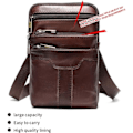 Miniatyrbillede 3 af 4: Mobiltelefon Skuldertaske Læder, Mobiltelefon Bælteholder, 6,5 Tommer Læder Crossbody Taske til Mænd Kaffe