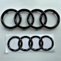 Miniatyrbilde 1 av 3: AUDI GLOSS BLACK MERKEEMBLEM RINGE FORAN & BAK A1 A3 A4 A5 273MM 192MM - Perfekt