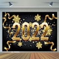Miniatyrbild 4 av 5: Svart och guld glitter lyxig nyårsfotobakgrund för karneval nyårsafton festdekoration banderoll vinyl 7x5ft