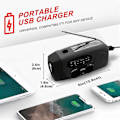 Miniatyrbilde 1 av 5: Nødradio med håndsveiv og LED-nødblinklys, AM/FM bærbar værradio med powerbank-telefonlader, USB-ladet
