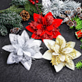 Miniatyrbild 4 av 5: 13 st konstgjorda julgransblommor Dekorationer Paljetter Julblomma Jul