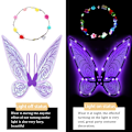 Miniatyrbild 3 av 5: Glittrande älvvingar för vuxna, LED-diadem för temafester Stjärnklar lila