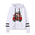 Miniatyrbillede 2 af 3: Dame Hoodie med Julemønster, Dobbelt Farveblokering, Langærmet, Hætte (S Hvid)