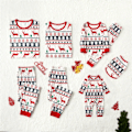 Miniatyrbillede 2 af 5: Julefamiliens Matchende Pyjamas med Allover Print Rød Familie Matchende Langærmet Pyjamas Sæt (Flammesikker) Rød-Hvid Mænd XL