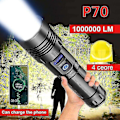Miniatyrbild 1 av 5: 1 000 000 Lumen Superstark LED Taktisk Ficklampa Uppladdningsbar LED Arbetslampa