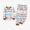 Miniatyrbillede 5 af 5: Julefamiliematchende Tryk Langærmet Pyjamasæt (Flammesikker) Khaki Kvinder S